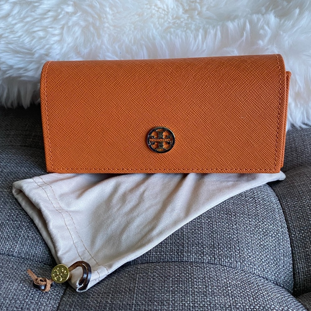 Tory Burch Leather Sunglasses Case with Pouch